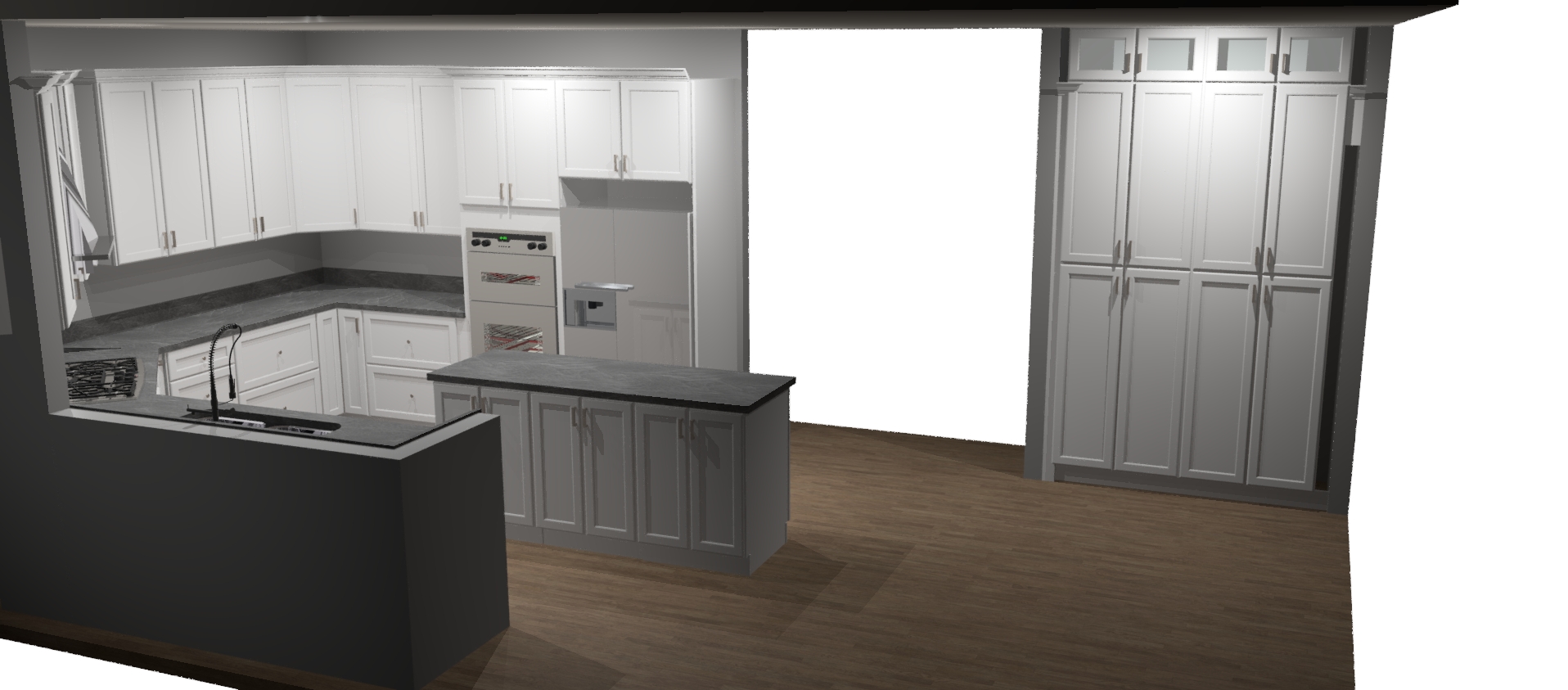 3D kitchen rendering generated with 2020 Design software